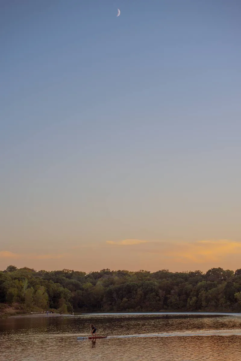 Sunset over a calm lake - landscape photograph